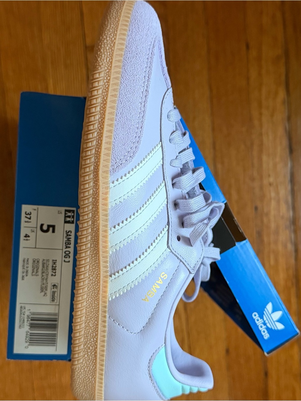 adidas Samba Kids Sneakers in Light Lavender and Cream Sole